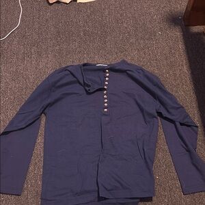 Navy Long Sleeve Henley Shirt